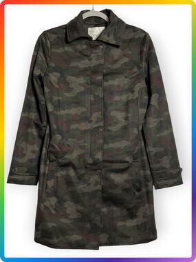 Anatomie Midori Camo Travel Coat S Green Ponte Zip Utility Long Jacket NWT